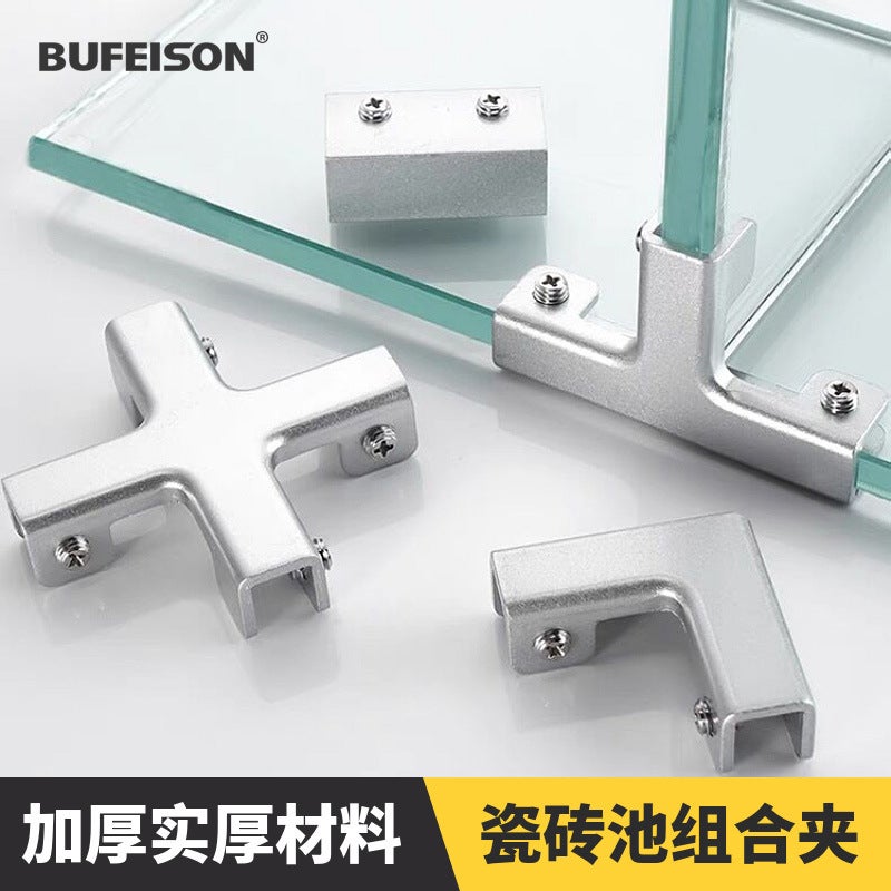 Aluminum Alloy Right Angle Slot Glass Clamp Clip Tile Fish Tank Flower Pot Snap Fixing Clip Aluminum Alloy Planting Box - Image 2